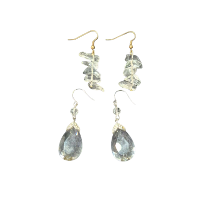 SALE 2 pairs White/Clear Stone Earrings