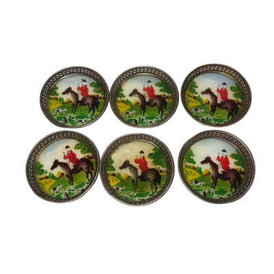 Vintage Horse Riding Metal Coasters