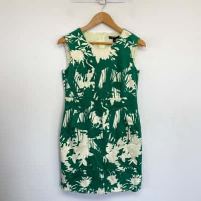 Esprit Cream Green Pattern Sleeveless Mini Dress Size 12 