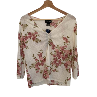 Katies Womens  Size 16 3/4 Sleeve Top Floral / Pink  / White 
