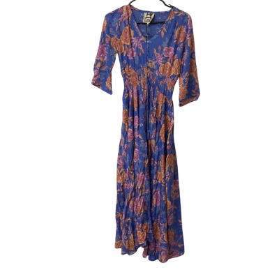 Womens Jaase Size M Maxi Dress Blue / Floral / Orange / Pink  