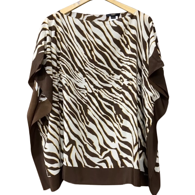 Seventy Venezia Womens One Size Beige/Brown Pattern Silk Blouse 
