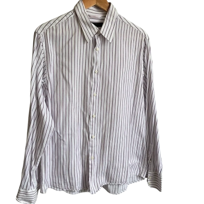 “Blaq” Mens  -Size XL -Long Sleeve Shirt -Purple / Striped / White 