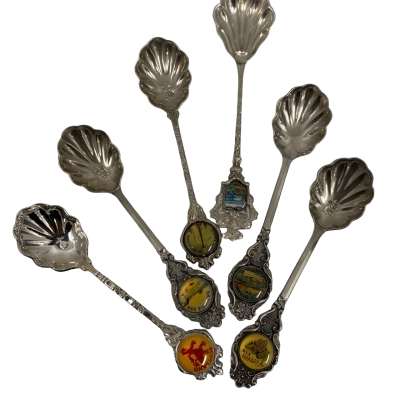 Vintage Souvenir Spoons Silver Plated 6 Pieces 