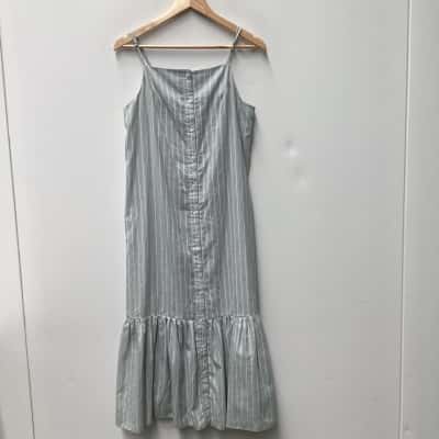 NEW - The Fifth Label Pixel Stripe Midi Dress Sage/White Size L