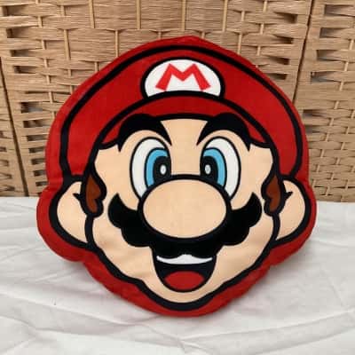 Character World Nintendo Super Mario Official Shaped Cushion Stack Design Mario Head Face Design Red Cushion Pillow Kids Child Present  pop culture 