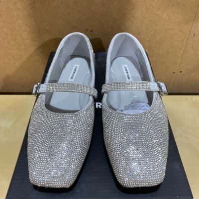 Country Road Womens  Marian Sparkle Balle Size 37 Flats Silver 