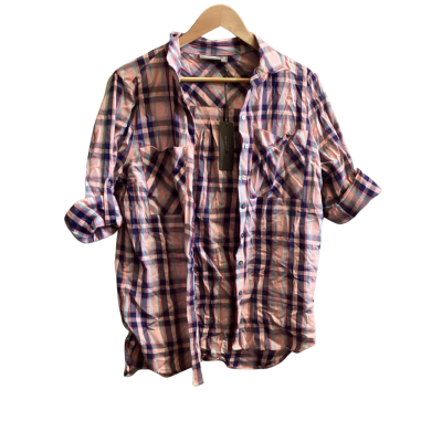 Susan Womens  Size 10 Button Up Top Checked 