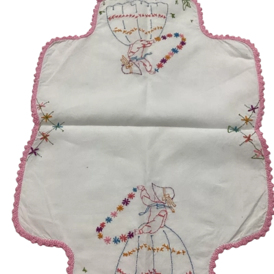 Hand embroidered Criniline Lady doily E