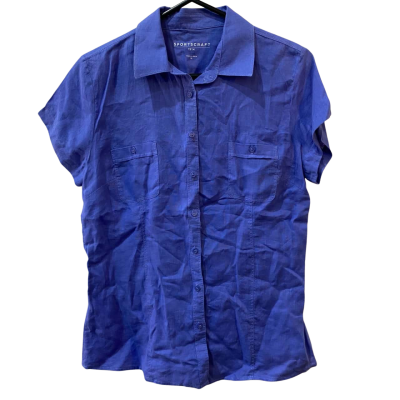 Sportscraft Womens Size 10 Button Up Top Blue 