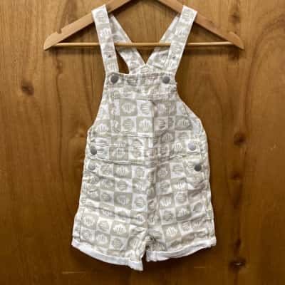 Cotton On Kids Seashell Pattern Denim Overalls Size 5