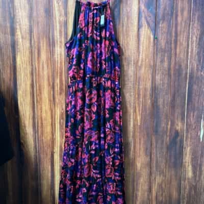 City Chic Size S Maxi Dress Floral / Navy Blue / Pink  new  