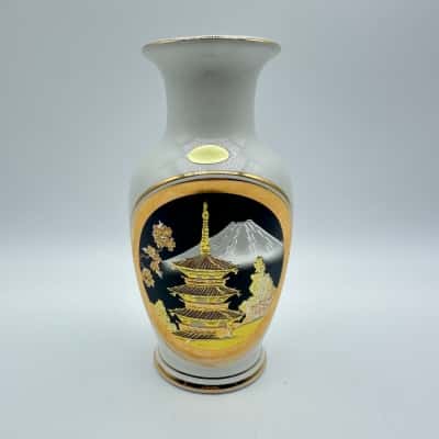 The Art Of Chokin White Vase 24k Gold Plated Made In Japan