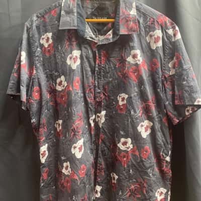 Tarocash Mens Size XXL Black/Grey Floral Print Shirt