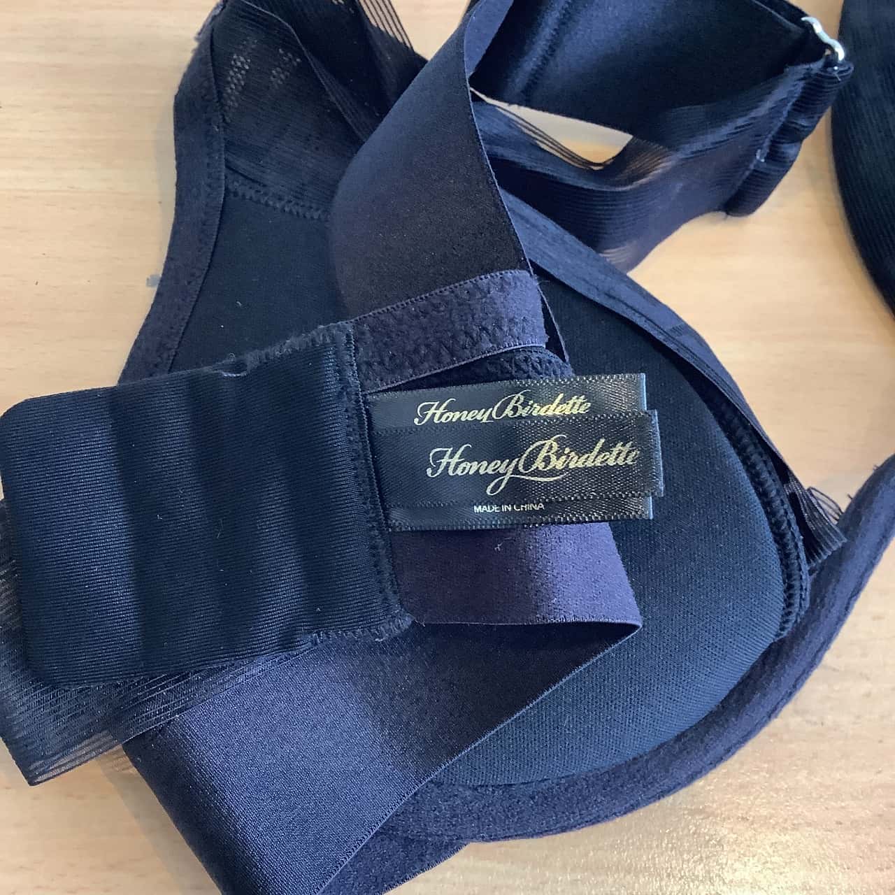 Honey Birdette Women's Size 10DD Mesh Detail Bra Black (s)