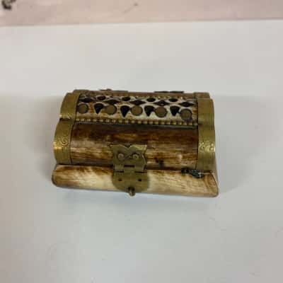 Vintage Camel Bone and Brass Trinket Box