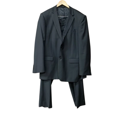 Boston Mens Black Wool Striped Suit