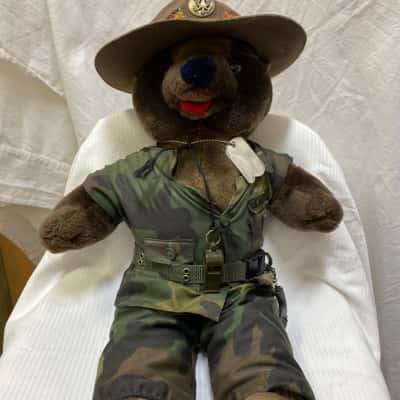 Vintage 1980s Bear Forces of America Drill Sergeant Plush Bear 