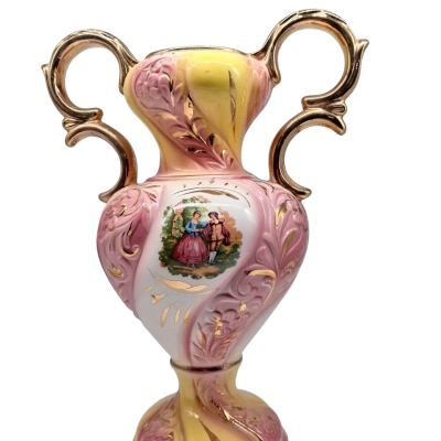 VINTAGE ITALIAN ROCOCO STYLE PORCELAIN MANTEL VASE