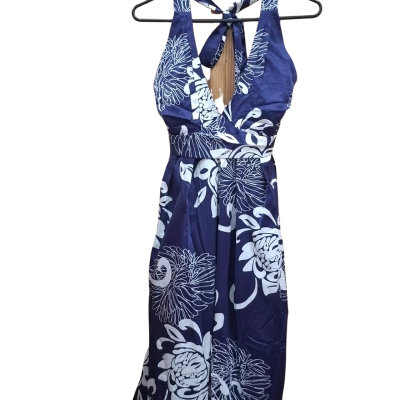 Basque Womens  Size 14 Halter Neck Dress Purple / White 