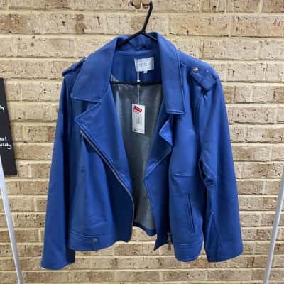 Estelle Womens blue leather jacket Size 20 