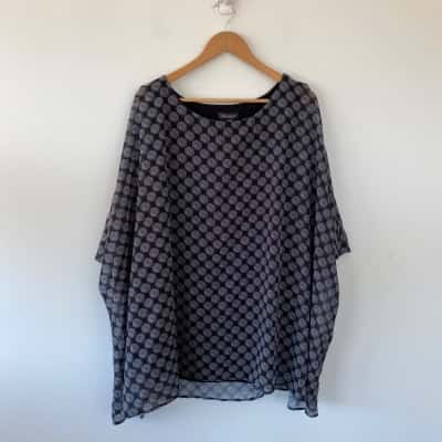 Autograph Mono Spo Elbow Sleeve Mix Media Top  Size 24 