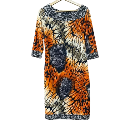 Frank Lyman Womens Size 10 Black/Orange Pattern Dress 