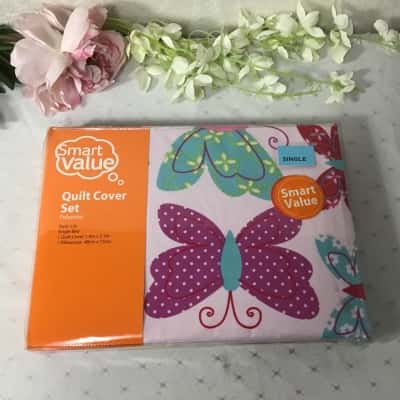 Smart Value "Lily" Multicoloured Butterfly Pattern Single Bed Quilt Cover Set (new)