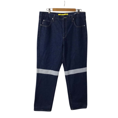 Workhorse Mens Size 92R Blue Reflective Tape Tapered Straight Fit Denim Jeans (new)