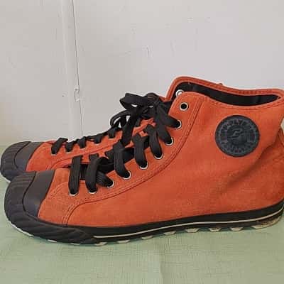 Mens PF Flyers Center Hi Suede Sneakers – Orange with Black Toe Cap – PF Flyers