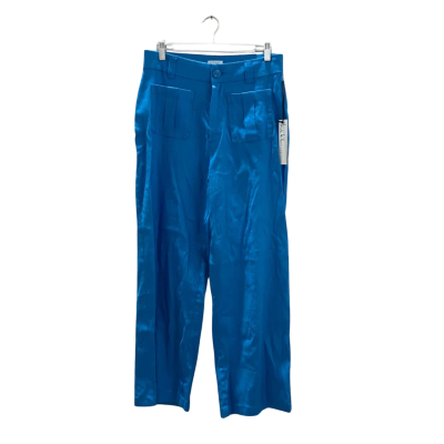 New Nicole Miller Women's Size 10 Ankle Length Linen Blend Pants Blue 