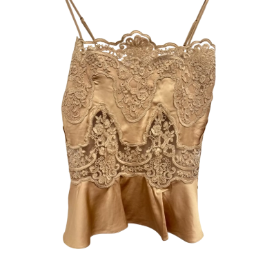 H&M Womens  Size XS Shoestring Strap Top / Sleeveless Top Beige / Gold 