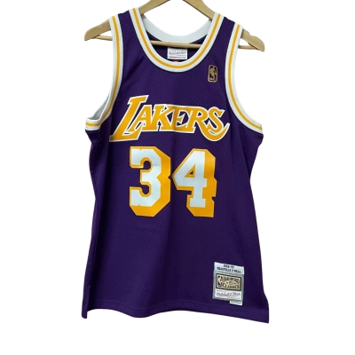 Mitchell & Ness Mens Size M Purple LAKERS 34 Shaquille O’Neal please read description 