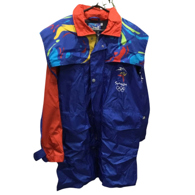  Sydney 2000 Blue Patterned Rain Jacket Size M