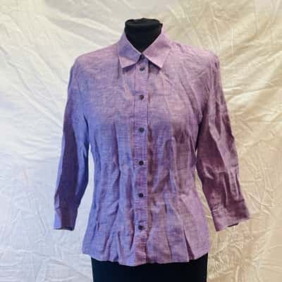 VINTAGE Country Road Size XS Linen Blouse Purple 