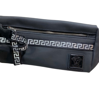  Womens black Versace Parfums Medusa head zip travel toiletry beauty bag