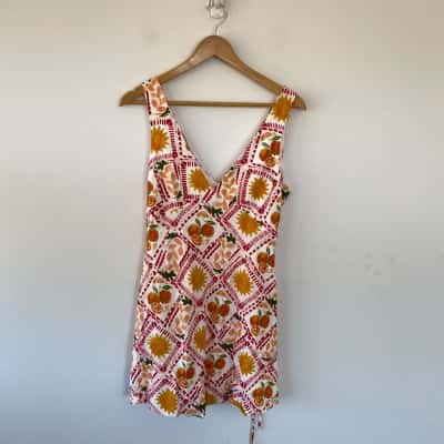 Ally Fashion Abstract Pattern Linen Blend A Line Mini Dress  Size 10 / S 