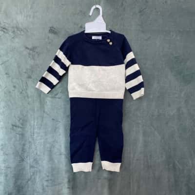   Beanstork Kids 2pc Set Blue / White 6m