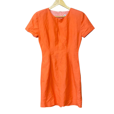 Vintage Sandy Carr Womens Size 10 Coral Linen Blend Dress