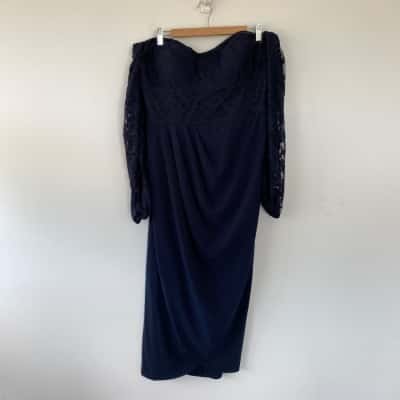 City Chic Navy Blue Rosa Romantic Maxi Dress Size 16 / S 