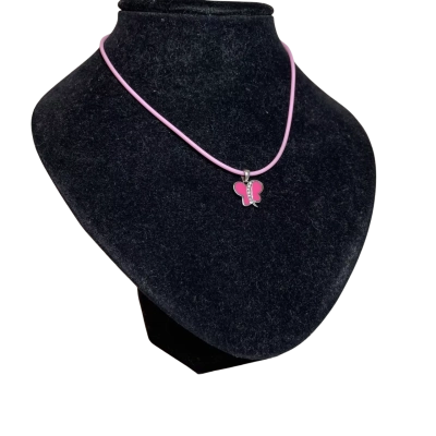 Kids Pink/Silver Butterfly Necklace