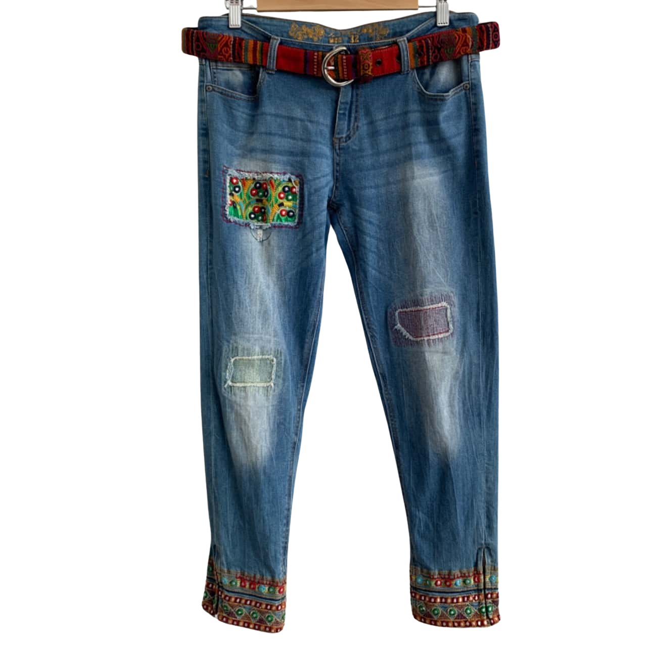 Desigual Size 32 Patchwork Jeans + Belt(s)
