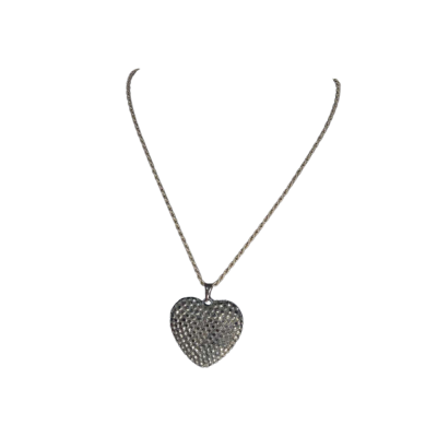 Silver Toned Necklace with vintage Heart Pendant 