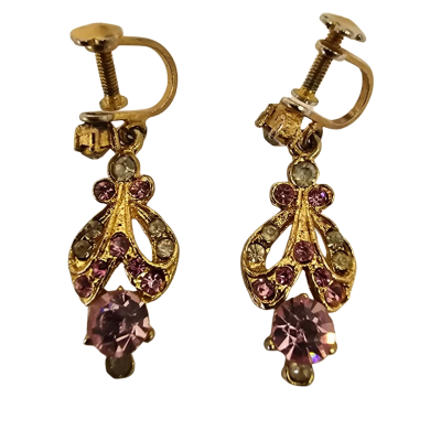  Womens Earrings Vintage Style Gold Tone - Screw Back