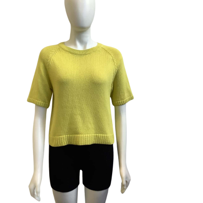 Gorman Womens Size XS Organic Cotton Knit Top Greenish Yellow
