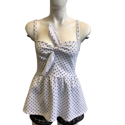 Seed Women's Size S Sleeveless Top Black  & White Polka Dot 