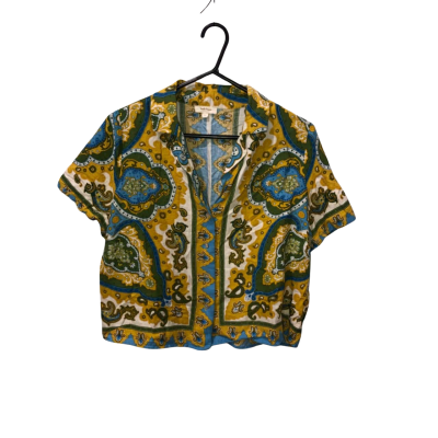 Haute Hippie Yellow/Green Paisley Print Top Size L