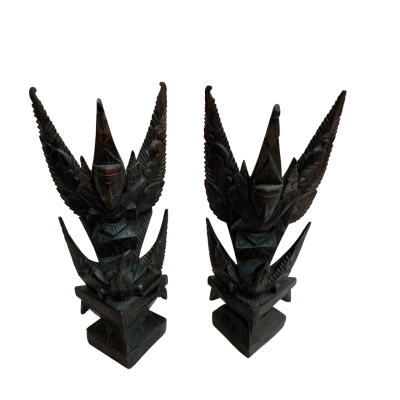 Vintage, Hand Carved Wooden Sculptures - Hindu Deity Garuda