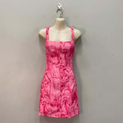 Kookai Womens  Size S (36) Panelled Mini Dress Pink  