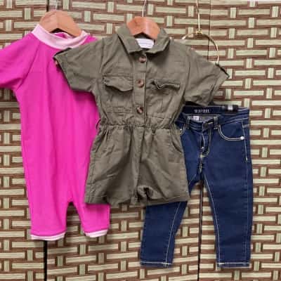 Girls clothes set 3 Guess Jeans little red fish swim suit chunky monkey co jumpsuit kids ocean beach swimwear casual 